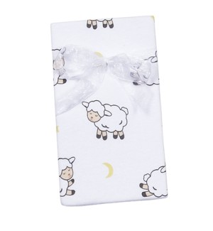 lamb burp cloth tied with ribbon