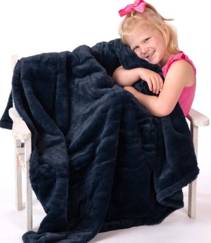 Midnight Blue Soft Fur Throw